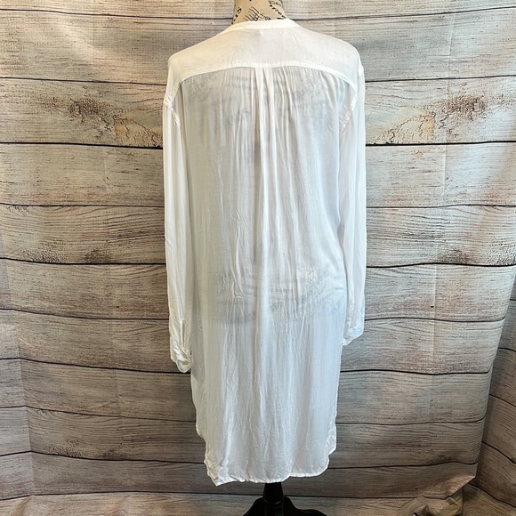 James Perse Tunic Top Coverup White Button Down Viscose Long Sleeves Medium - Picture 5 of 11